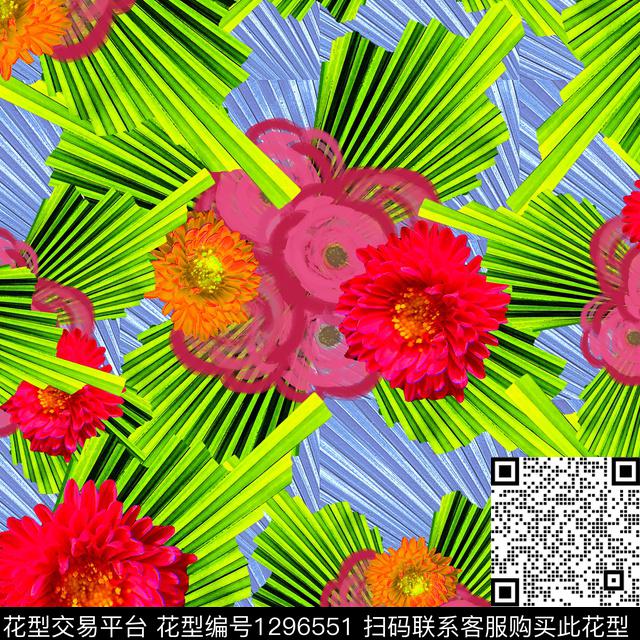 绘画花卉抽象数码印花华亿平台下载（图片编号: 1296551） - 瓦栏（Walan）