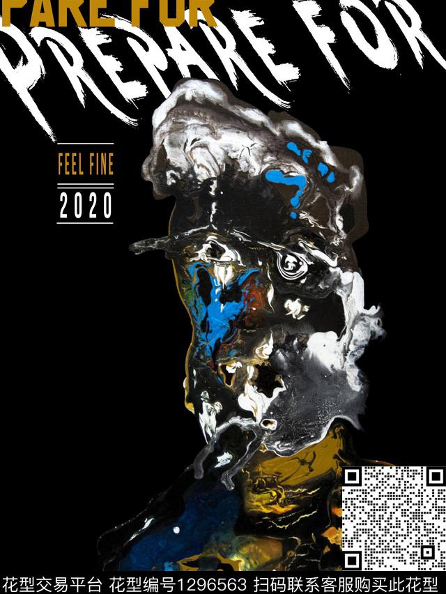 潮牌大牌风手绘数码印花华亿平台下载（图片编号: 1296563） - 瓦栏（Walan）