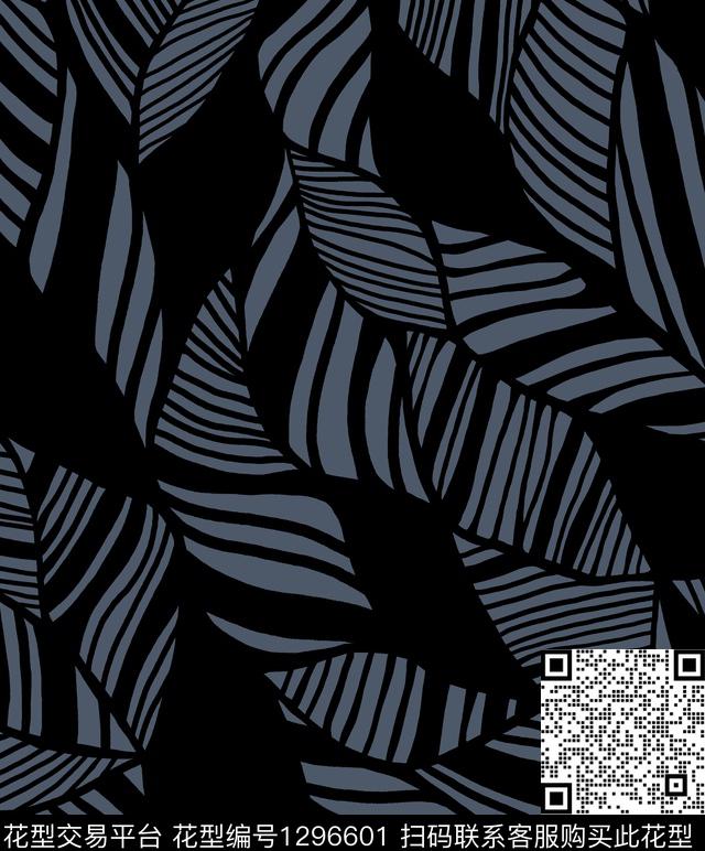 抽象男装大牌风植物传统印花华亿平台下载（图片编号: 1296601） - 瓦栏（Walan）