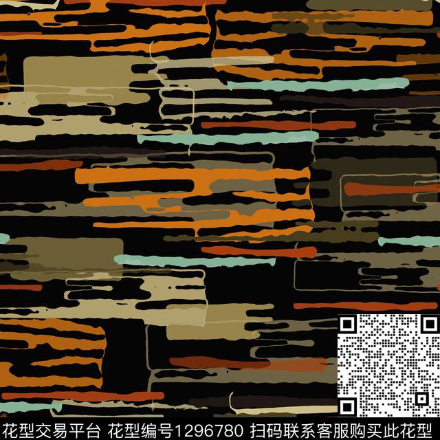 几何手绘线条笔触条纹混搭数码印花华亿平台下载（图片编号: 1296780） - 瓦栏（Walan）