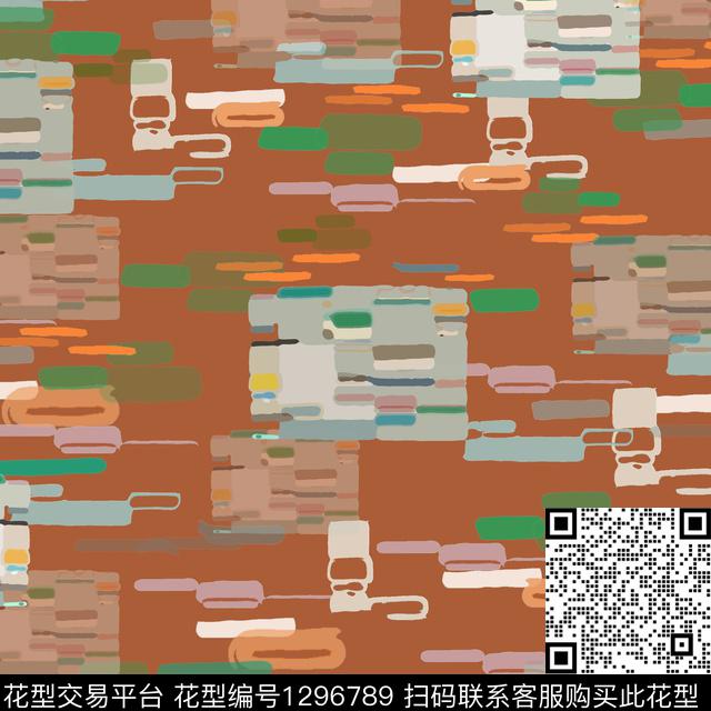 几何条纹混搭手绘线条笔触数码印花华亿平台下载（图片编号: 1296789） - 瓦栏（Walan）