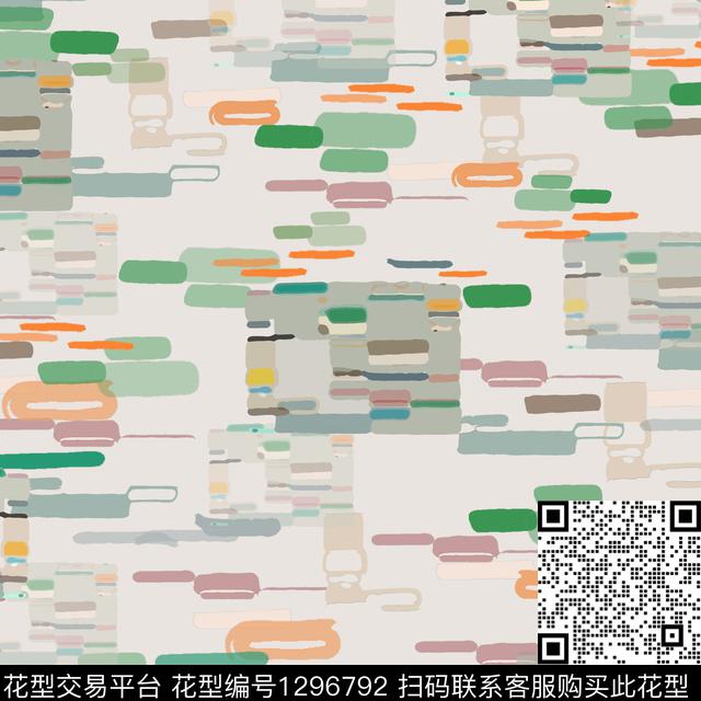 几何条纹混搭手绘线条笔触数码印花华亿平台下载（图片编号: 1296792） - 瓦栏（Walan）