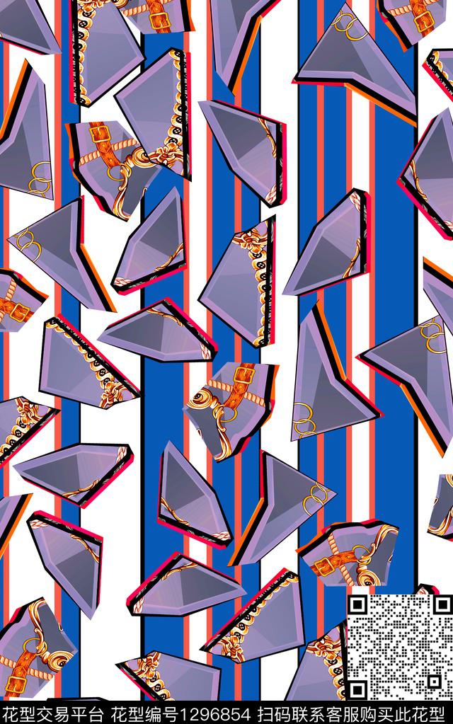 几何格子线条数码印花华亿平台下载（图片编号: 1296854） - 瓦栏（Walan）