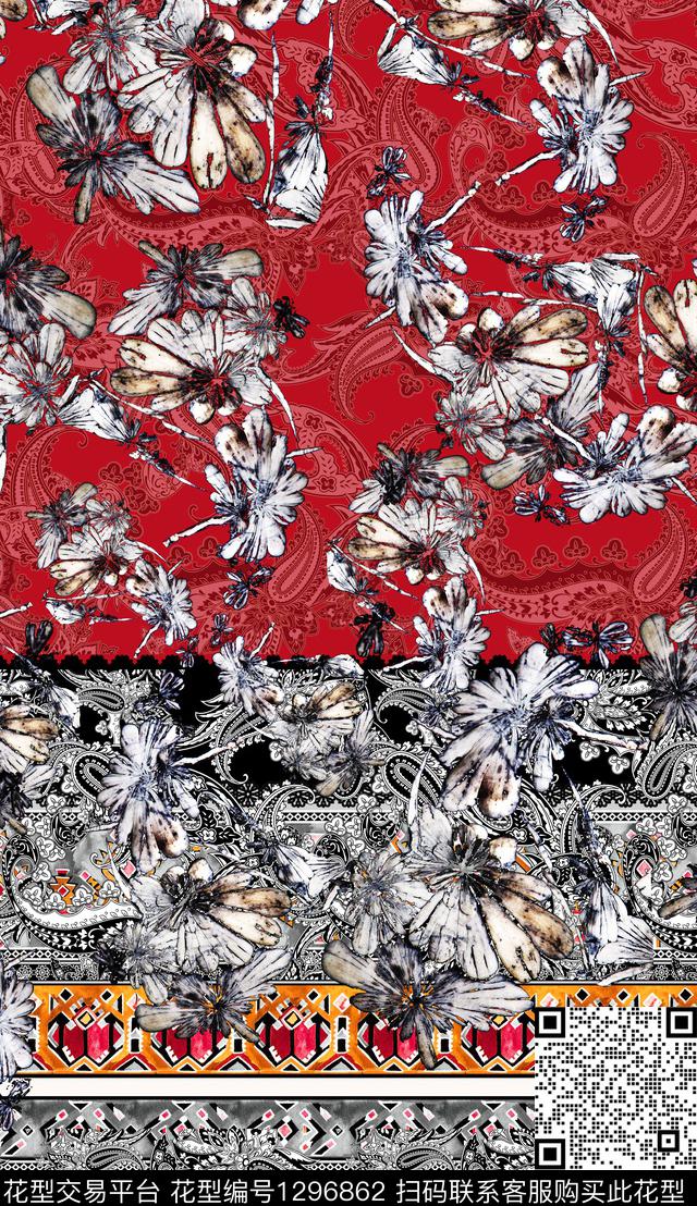 定位花真丝民族风数码印花华亿平台下载（图片编号: 1296862） - 瓦栏（Walan）