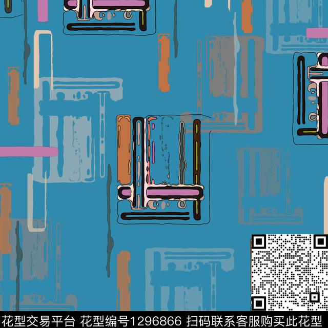 几何手绘线条笔触条纹混搭数码印花华亿平台下载（图片编号: 1296866） - 瓦栏（Walan）