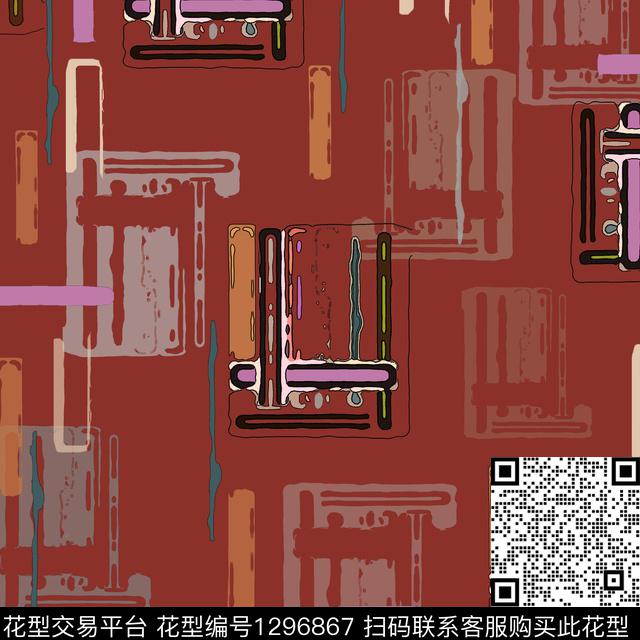 几何手绘线条笔触条纹混搭数码印花华亿平台下载（图片编号: 1296867） - 瓦栏（Walan）