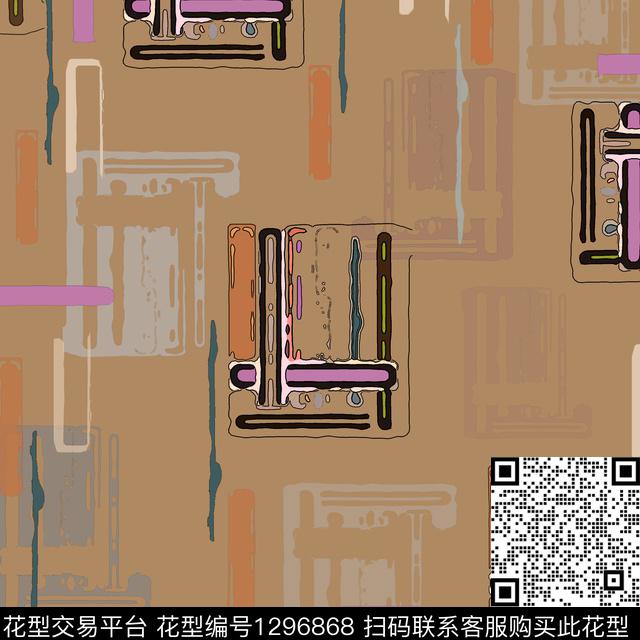 几何手绘线条笔触条纹混搭数码印花华亿平台下载（图片编号: 1296868） - 瓦栏（Walan）