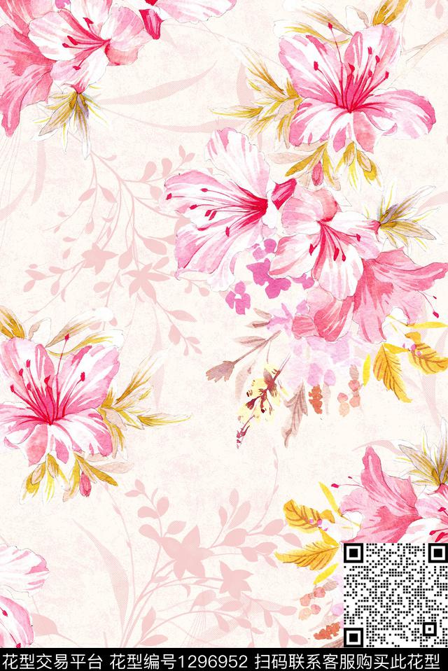 大牌风热带华亿平台手绘数码印花华亿平台下载（图片编号: 1296952） - 瓦栏（Walan）