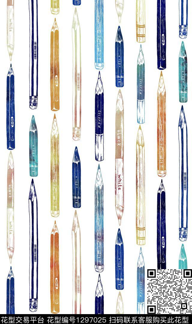 几何卡通文具传统印花华亿平台下载（图片编号: 1297025） - 瓦栏（Walan）