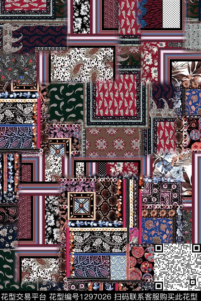 佩斯利民族花卉民族风数码印花华亿平台下载（图片编号: 1297026） - 瓦栏（Walan）