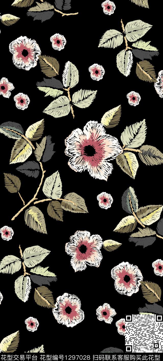 花卉大牌风热带华亿平台传统印花华亿平台下载（图片编号: 1297028） - 瓦栏（Walan）