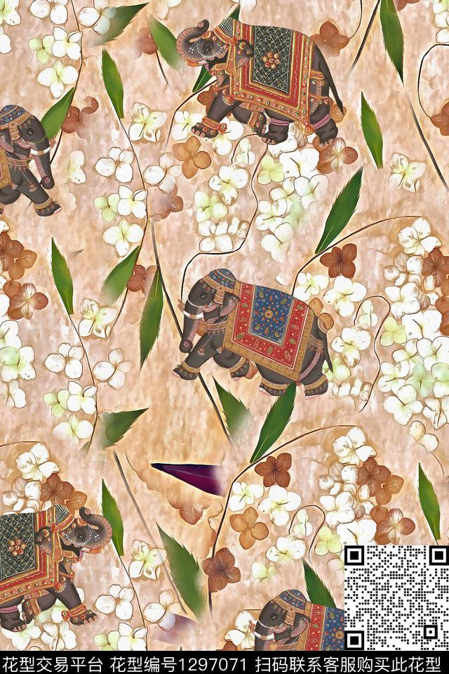 动物复古动物花卉数码印花华亿平台下载（图片编号: 1297071） - 瓦栏（Walan）