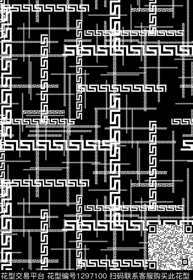 几何满版散花抽象传统印花华亿平台下载（图片编号: 1297100） - 瓦栏（Walan）