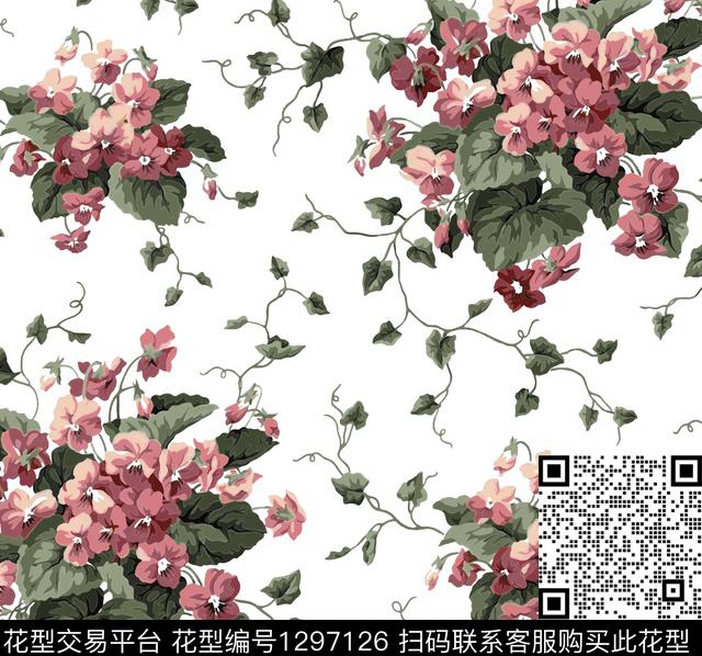 花卉热带华亿平台小碎花传统印花华亿平台下载（图片编号: 1297126） - 瓦栏（Walan）