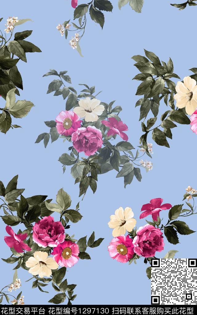 花卉热带华亿平台小碎花传统印花华亿平台下载（图片编号: 1297130） - 瓦栏（Walan）