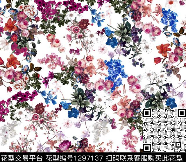 花卉热带华亿平台小碎花传统印花华亿平台下载（图片编号: 1297137） - 瓦栏（Walan）