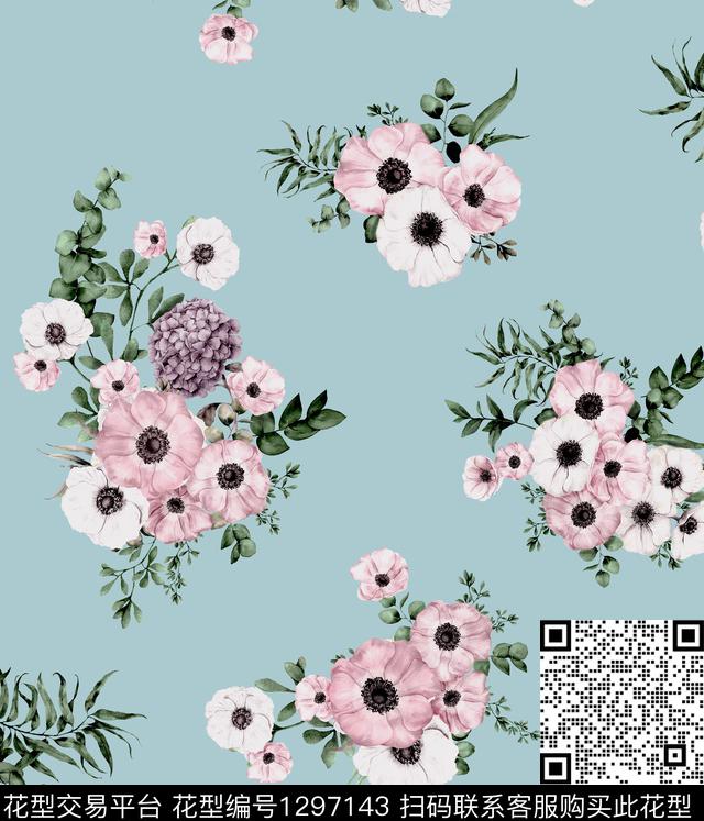 花卉热带华亿平台小碎花数码印花华亿平台下载（图片编号: 1297143） - 瓦栏（Walan）