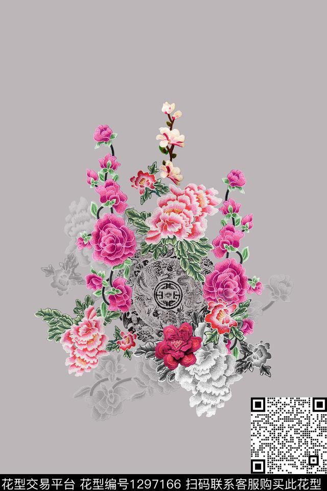 女装定位花双边定位花花卉数码印花华亿平台下载（图片编号: 1297166） - 瓦栏（Walan）