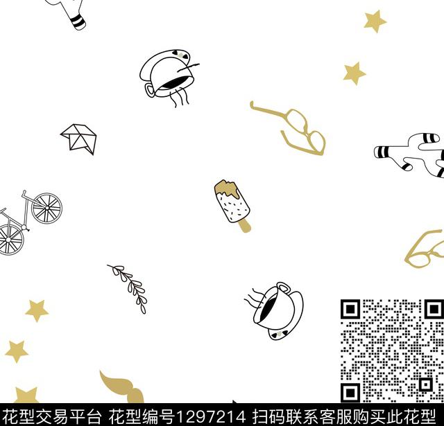 眼镜可可咖啡冰棍传统印花华亿平台下载（图片编号: 1297214） - 瓦栏（Walan）