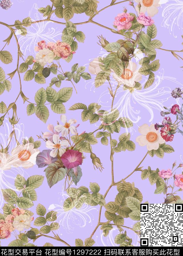 清爽底花卉大牌风热带华亿平台数码印花华亿平台下载（图片编号: 1297222） - 瓦栏（Walan）