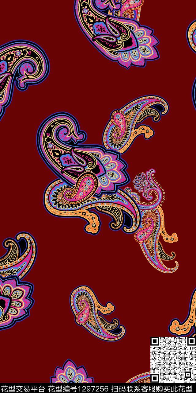 佩斯利大牌风民族风数码印花华亿平台下载（图片编号: 1297256） - 瓦栏（Walan）
