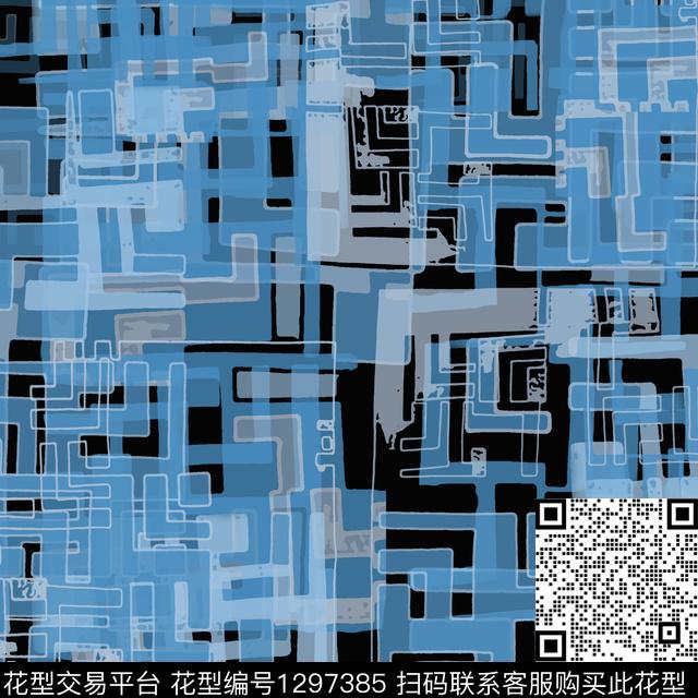 几何抽象手绘线条笔触数码印花华亿平台下载（图片编号: 1297385） - 瓦栏（Walan）