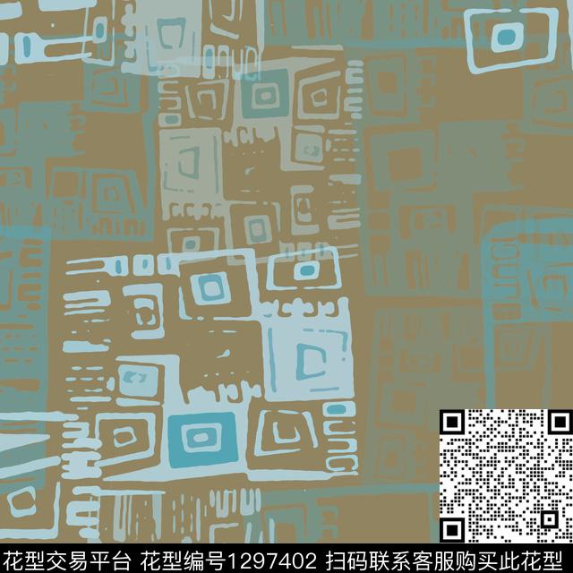 几何抽象手绘线条笔触传统印花华亿平台下载（图片编号: 1297402） - 瓦栏（Walan）