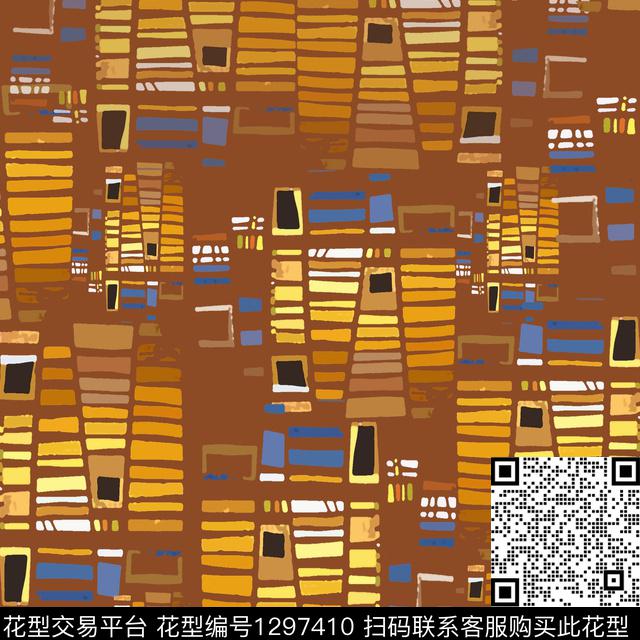 几何条纹混搭手绘线条笔触数码印花华亿平台下载（图片编号: 1297410） - 瓦栏（Walan）