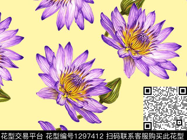 抽象花卉数码华亿平台手绘花卉数码印花华亿平台下载（图片编号: 1297412） - 瓦栏（Walan）
