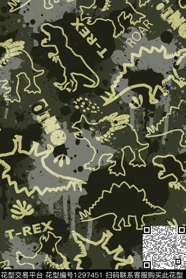 童装迷彩恐龙传统印花华亿平台下载（图片编号: 1297451） - 瓦栏（Walan）