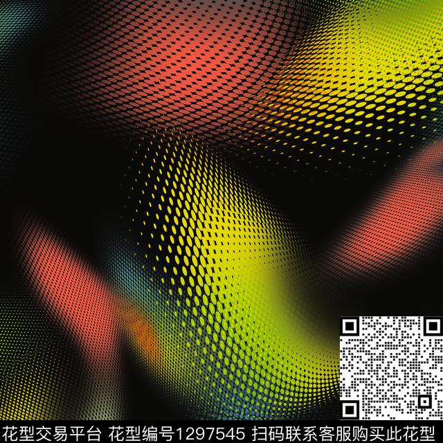 几何黑底花卉波点传统印花华亿平台下载（图片编号: 1297545） - 瓦栏（Walan）