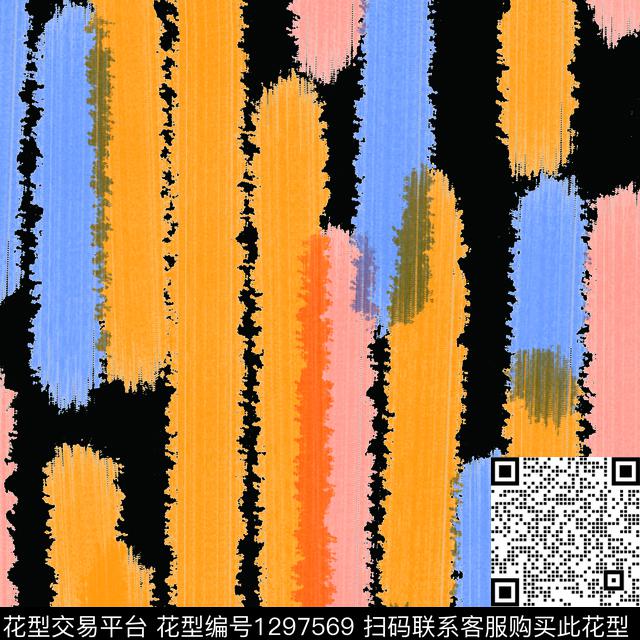 简约黑底花卉条纹传统印花华亿平台下载（图片编号: 1297569） - 瓦栏（Walan）