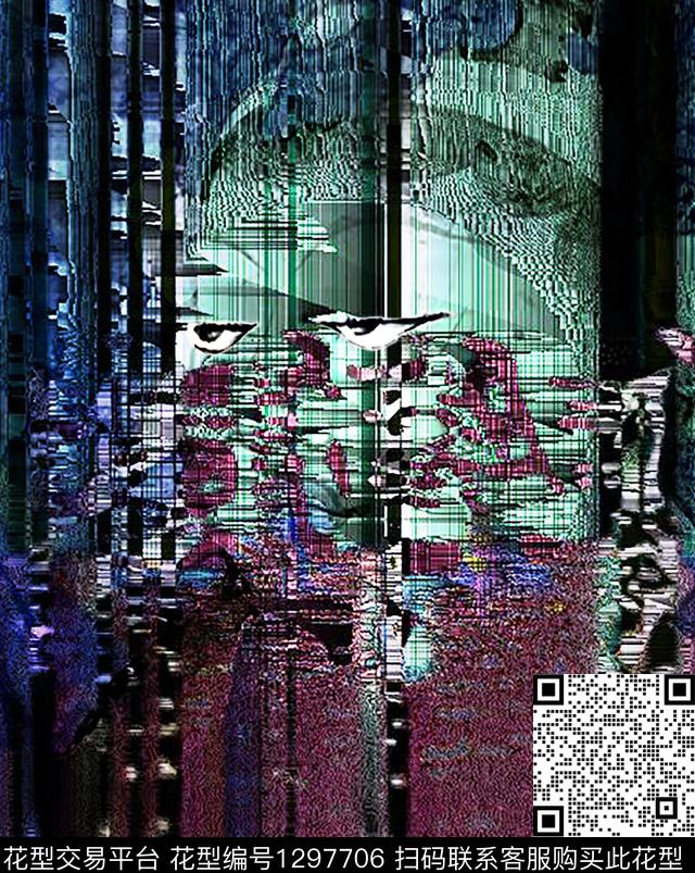 科技马赛克男装数码印花华亿平台下载（图片编号: 1297706） - 瓦栏（Walan）