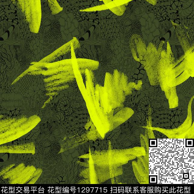 水彩抽象男装毛笔刷传统印花华亿平台下载（图片编号: 1297715） - 瓦栏（Walan）