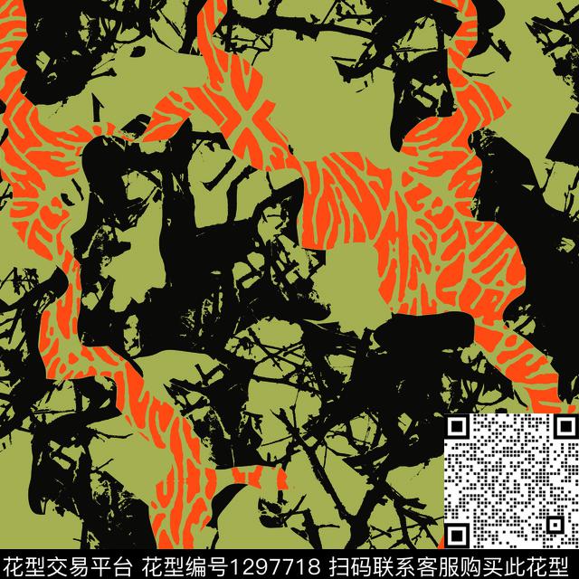 树枝抽象男装几何男装传统印花华亿平台下载（图片编号: 1297718） - 瓦栏（Walan）