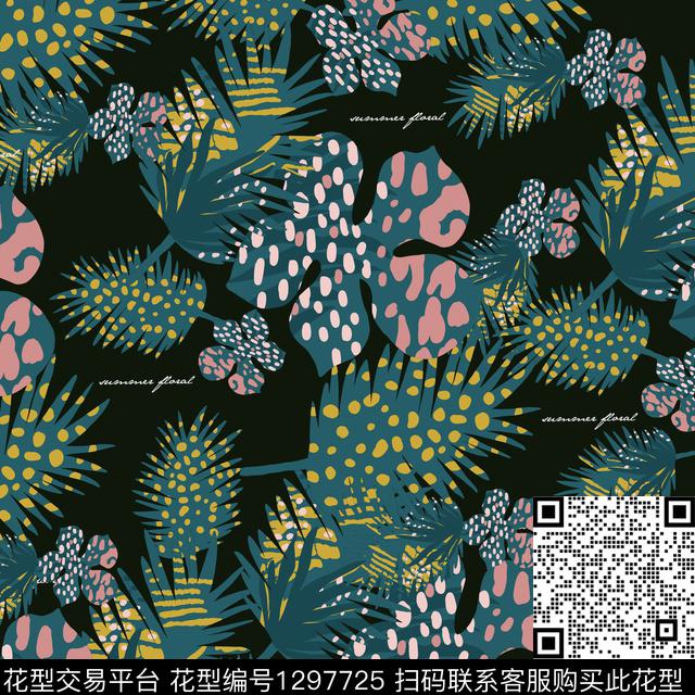 绿植树叶花卉大牌风传统印花华亿平台下载（图片编号: 1297725） - 瓦栏（Walan）