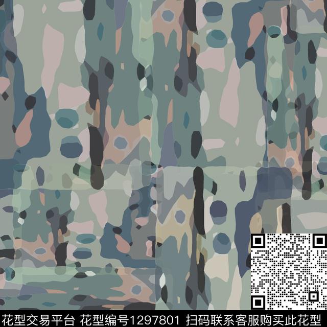 几何抽象迷彩图案数码印花华亿平台下载（图片编号: 1297801） - 瓦栏（Walan）