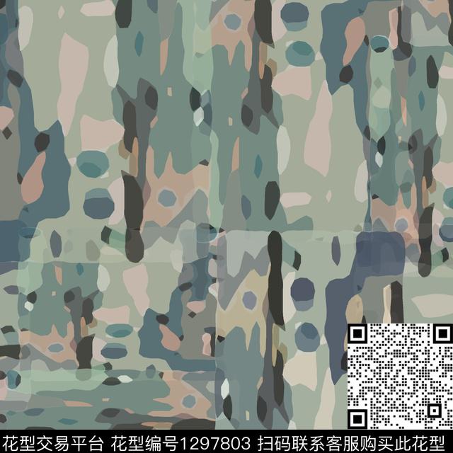 几何抽象迷彩图案数码印花华亿平台下载（图片编号: 1297803） - 瓦栏（Walan）