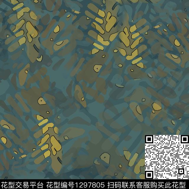 几何抽象迷彩图案数码印花华亿平台下载（图片编号: 1297805） - 瓦栏（Walan）