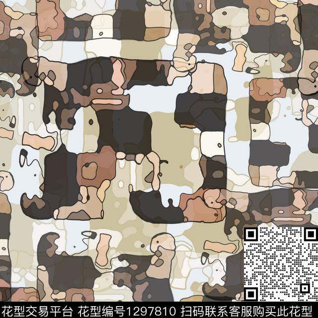 几何抽象迷彩图案数码印花华亿平台下载（图片编号: 1297810） - 瓦栏（Walan）
