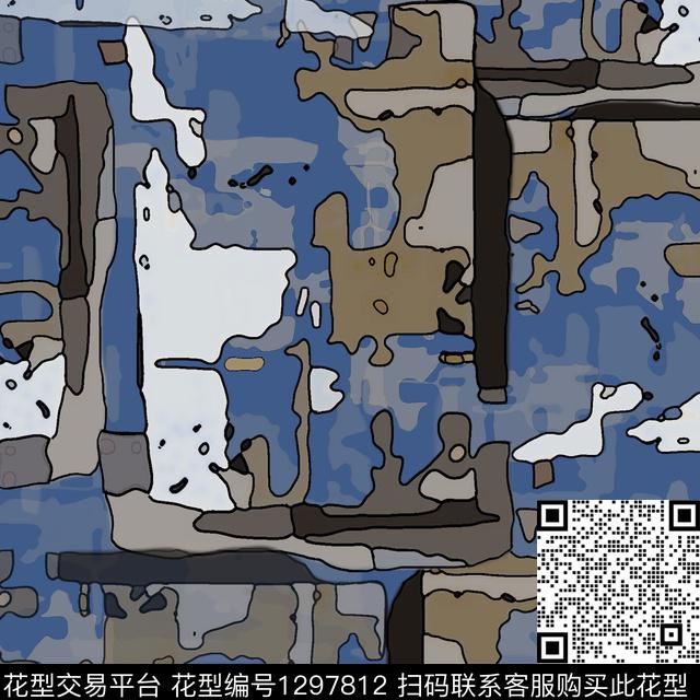 抽象迷彩图案手绘线条笔触数码印花华亿平台下载（图片编号: 1297812） - 瓦栏（Walan）