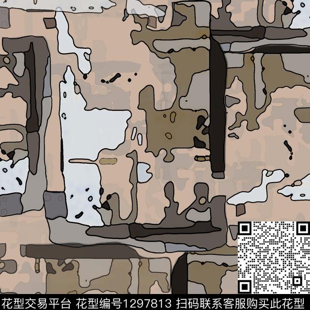 抽象迷彩图案手绘线条笔触数码印花华亿平台下载（图片编号: 1297813） - 瓦栏（Walan）