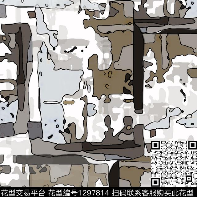 抽象迷彩图案手绘线条笔触数码印花华亿平台下载（图片编号: 1297814） - 瓦栏（Walan）