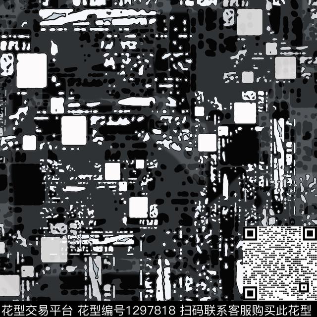 几何抽象手绘线条笔触数码印花华亿平台下载（图片编号: 1297818） - 瓦栏（Walan）