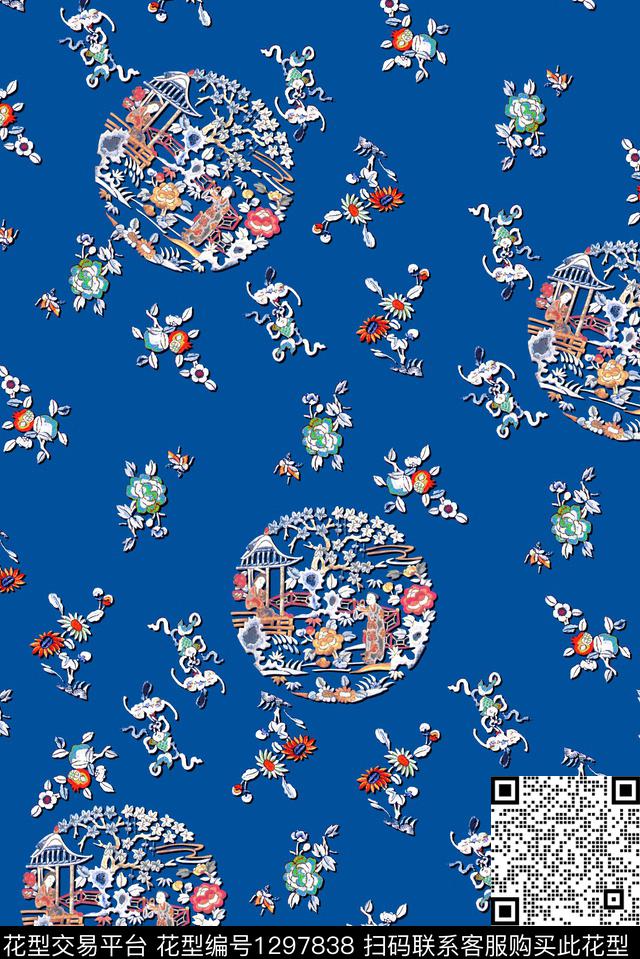 花卉旗袍清爽数码印花华亿平台下载（图片编号: 1297838） - 瓦栏（Walan）