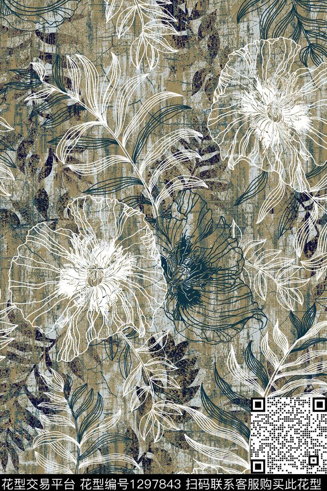 花卉肌理大牌风数码印花华亿平台下载（图片编号: 1297843） - 瓦栏（Walan）