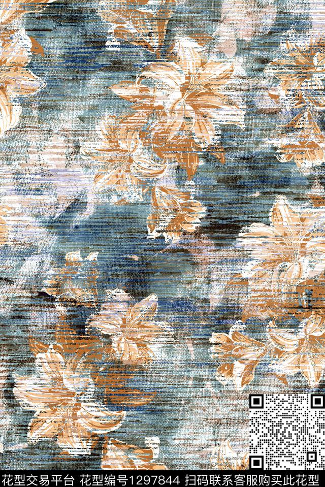 花卉肌理大牌风数码印花华亿平台下载（图片编号: 1297844） - 瓦栏（Walan）