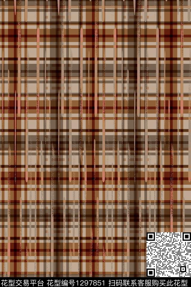 几何格子大牌风数码印花华亿平台下载（图片编号: 1297851） - 瓦栏（Walan）