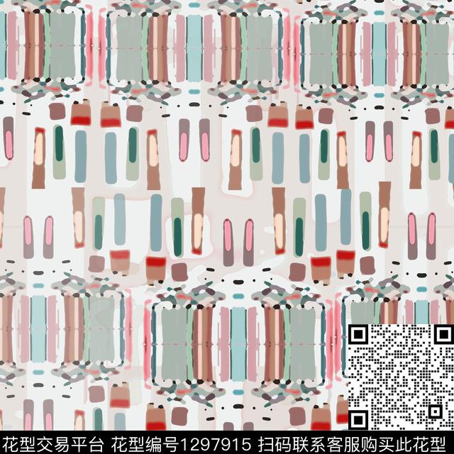 几何手绘线条笔触条纹混搭数码印花华亿平台下载（图片编号: 1297915） - 瓦栏（Walan）