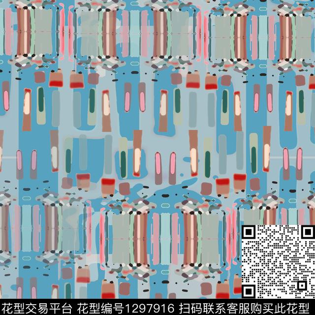 几何手绘线条笔触条纹混搭数码印花华亿平台下载（图片编号: 1297916） - 瓦栏（Walan）